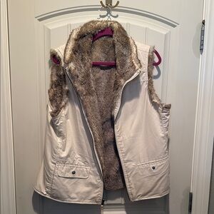 GAP Cream and Brown Faux Fur reversible Vest